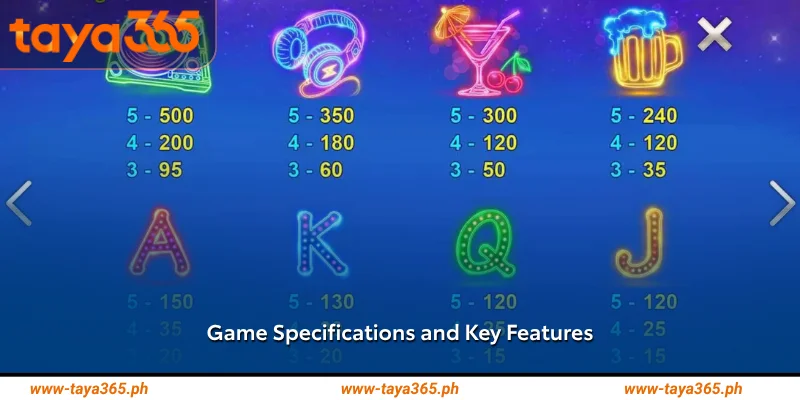 game specifications and key features